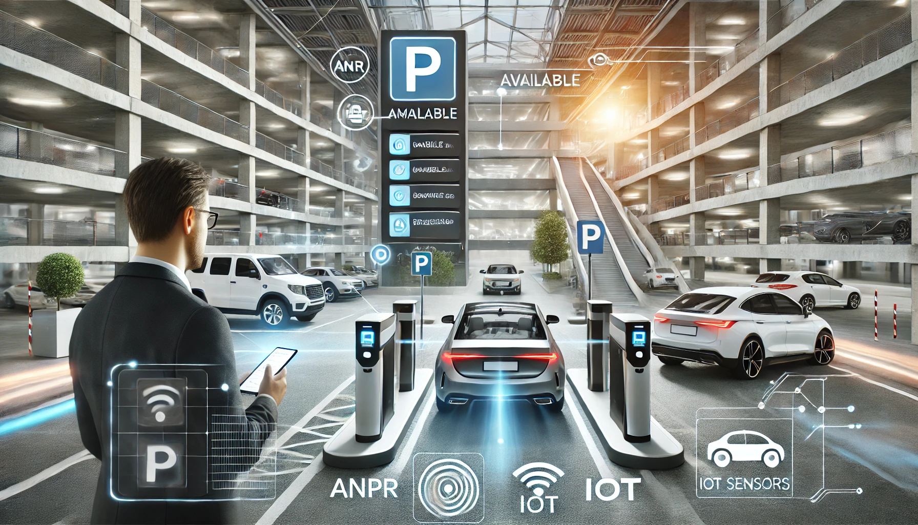 A-realistic-blog-image-showing-a-modern-car-parking-management-system-in-action.-The-image-features-a-multi-level-parking-garage-with-clear-digital-si