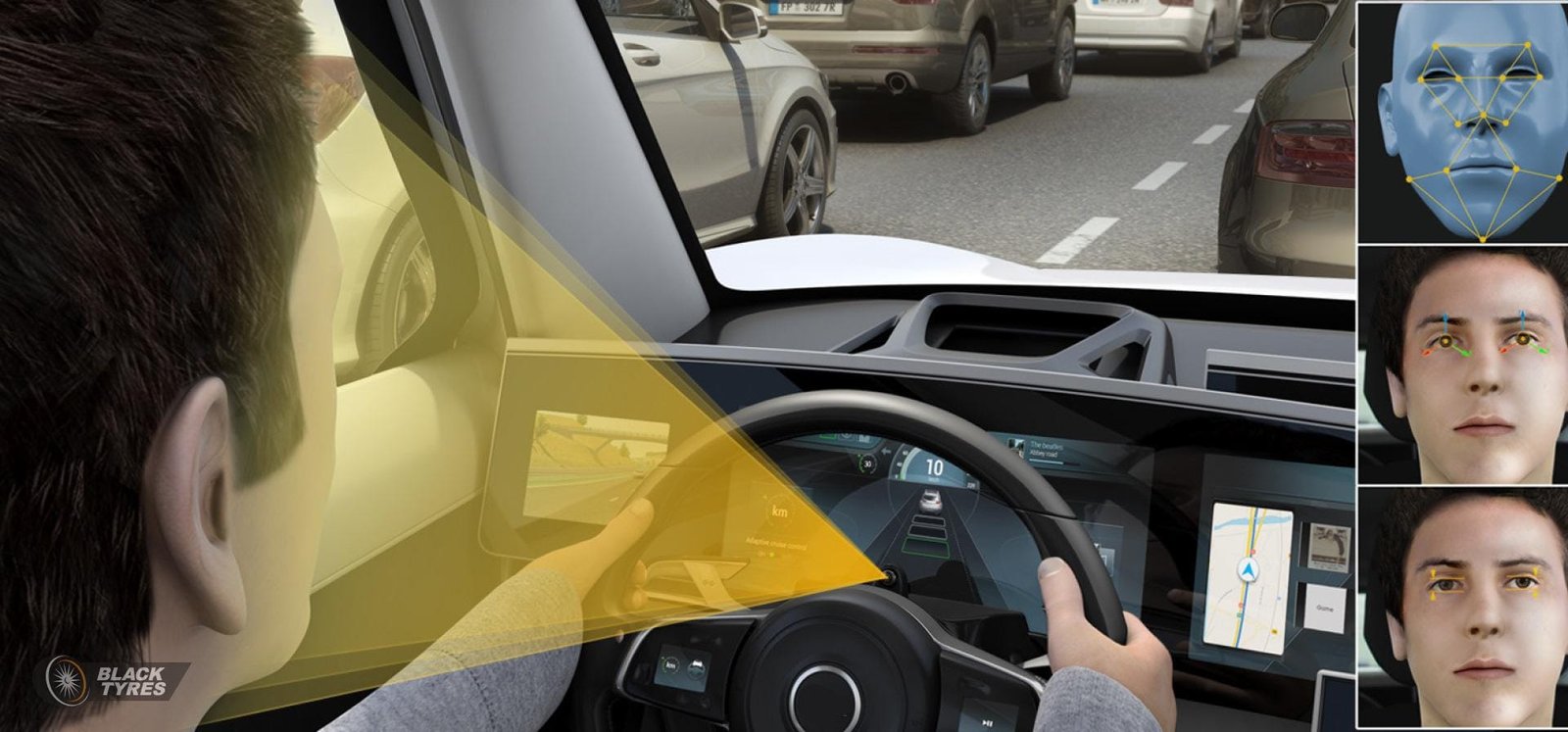 Driver monitoring system using AI technology for fleet safety and management.